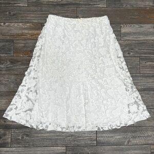 Cato Women’s White Pretty Lace Floral A-line Midi Skirt Size 18W 20W
